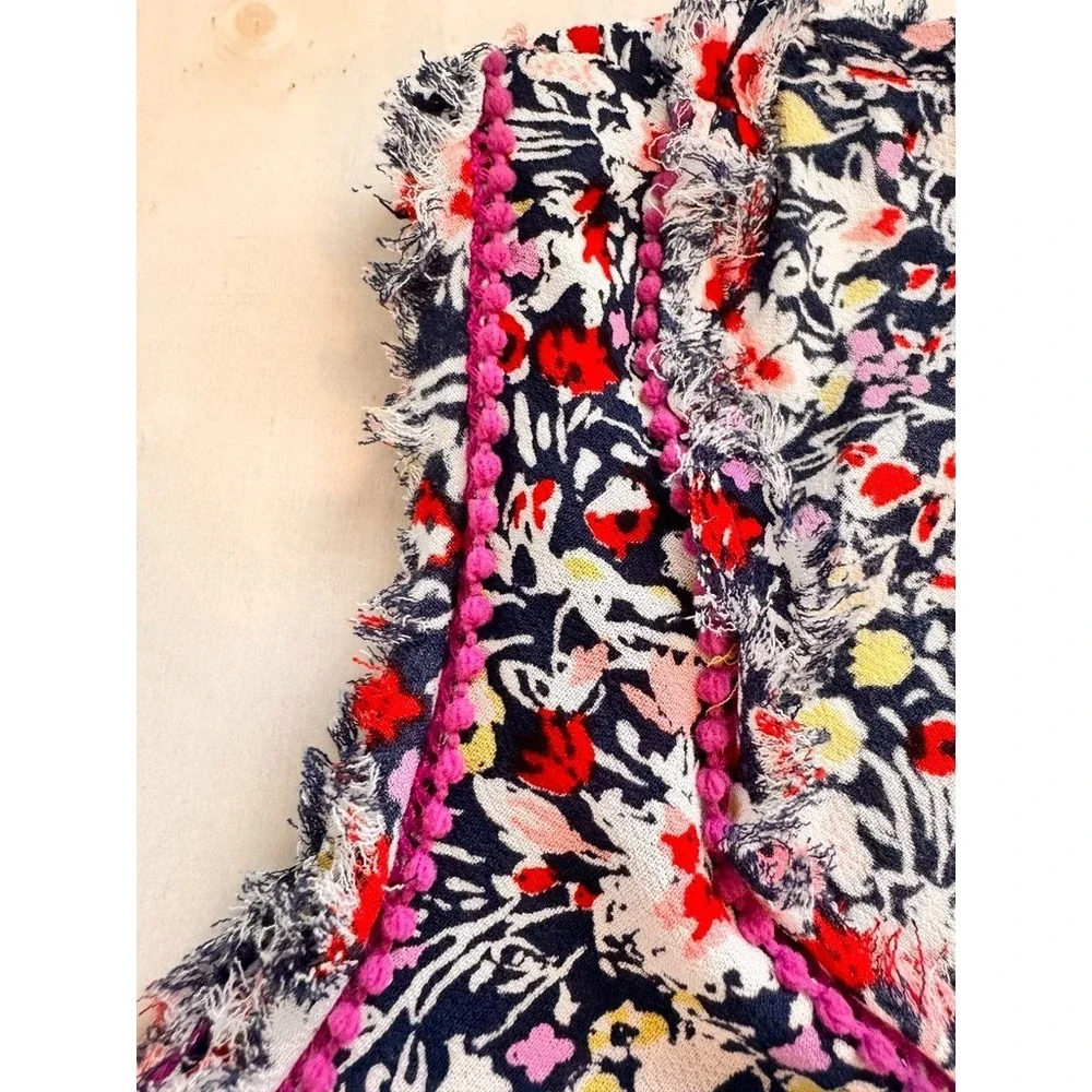 Poupette St. Barth Bety Tassel Tie Georgette Floral Maxi Dress Navy Azalea Small